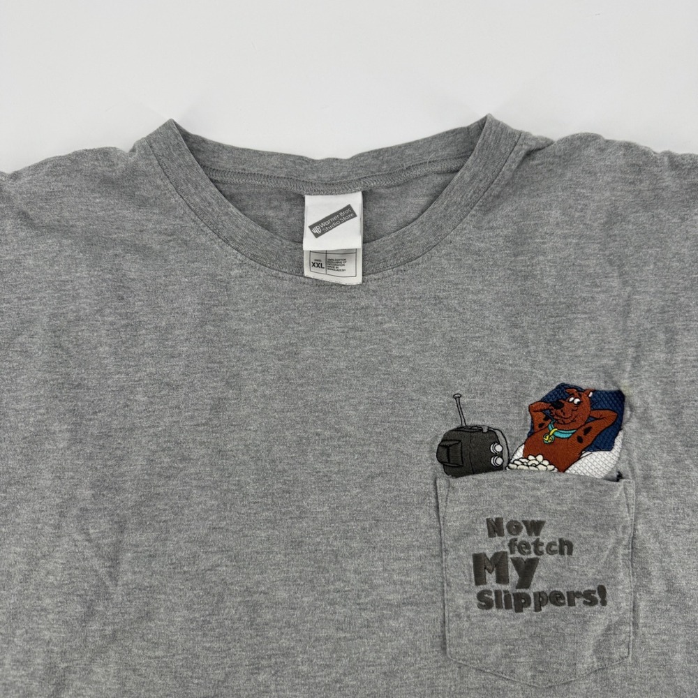 Vintage Warner Bros Studio Store Scooby Doo Pocket T-Shirt Gray XXL Y2K READ - Picture 5 of 8